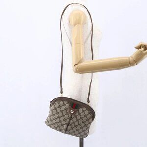 GUCCI GG Supreme Web Sherry Line Bag PVC Beige Gold